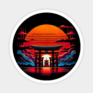 Meiji Shrine Torii Gate Sunset Design Magnet